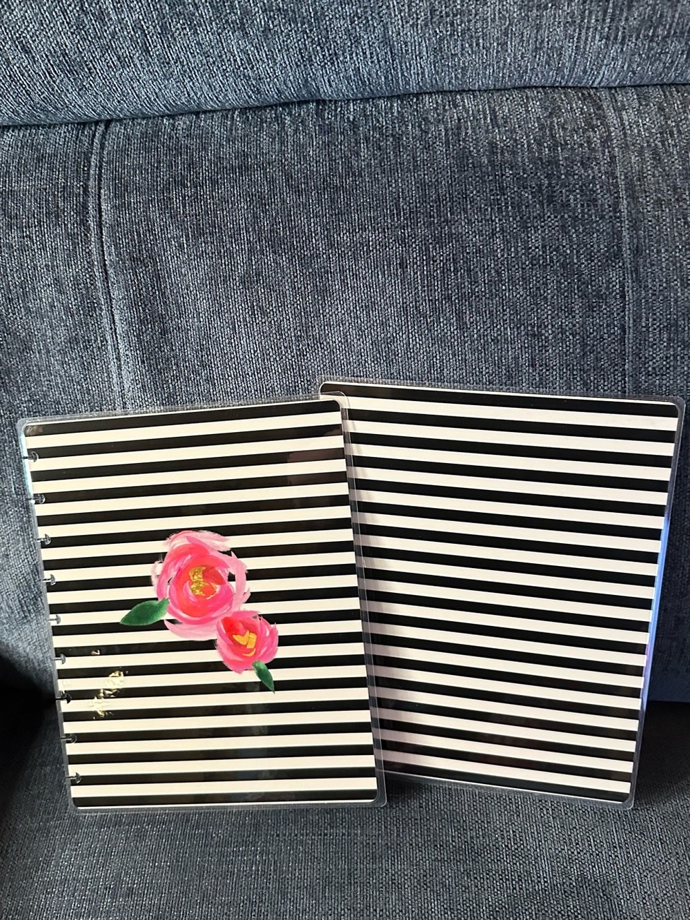 Happy Planner Classic Size Cover Black & White Stripe with Rose